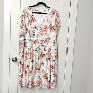 Torrid size 4 ivory and floral challis shirt dress